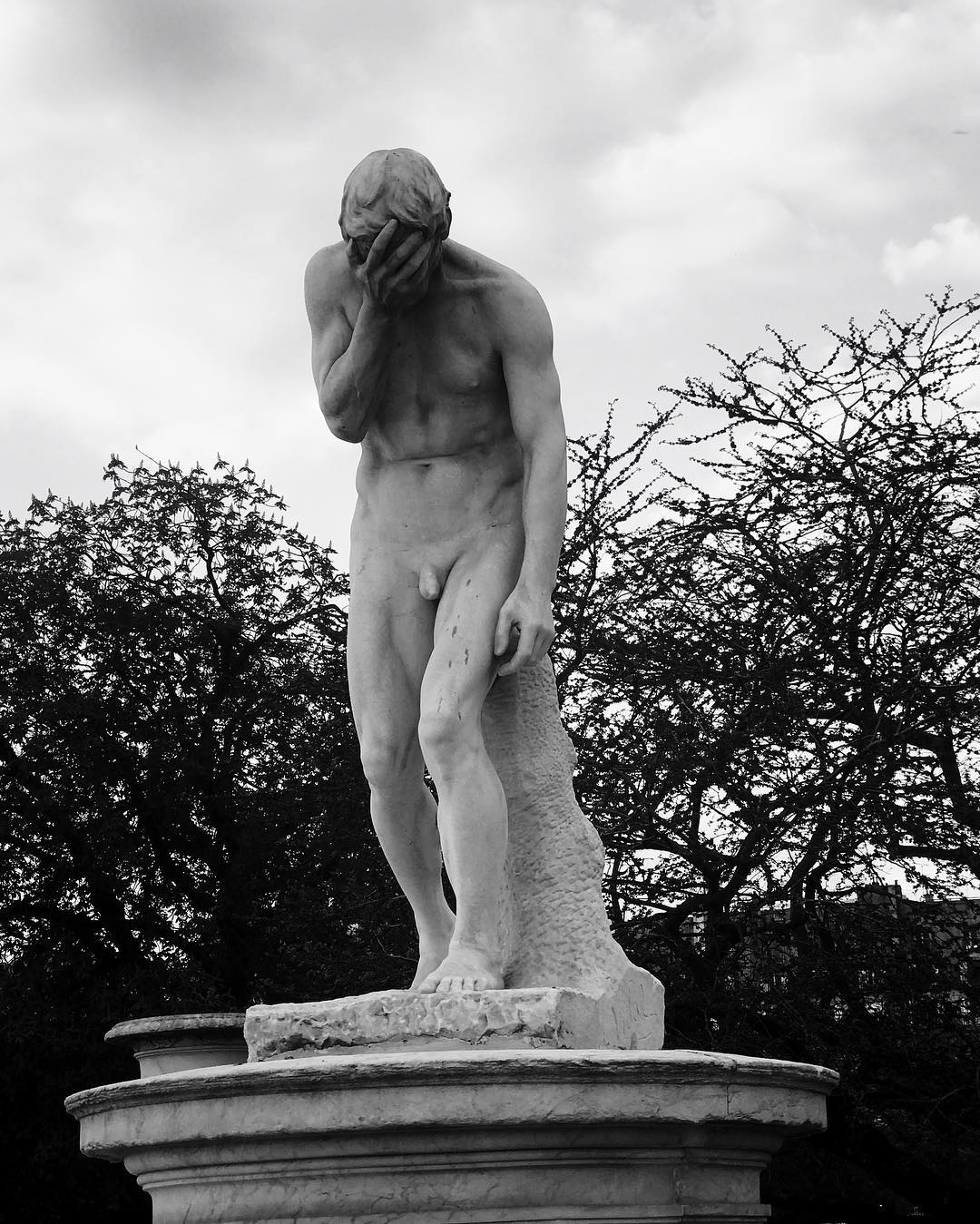 c. 1790. An adolescent Cain rises with a severe hangover. He carries a towel to a shower that he hopes will alleviate his suffering, but his pose tells us this will be in vain. His brother has not been seen since the second bar from the night before.